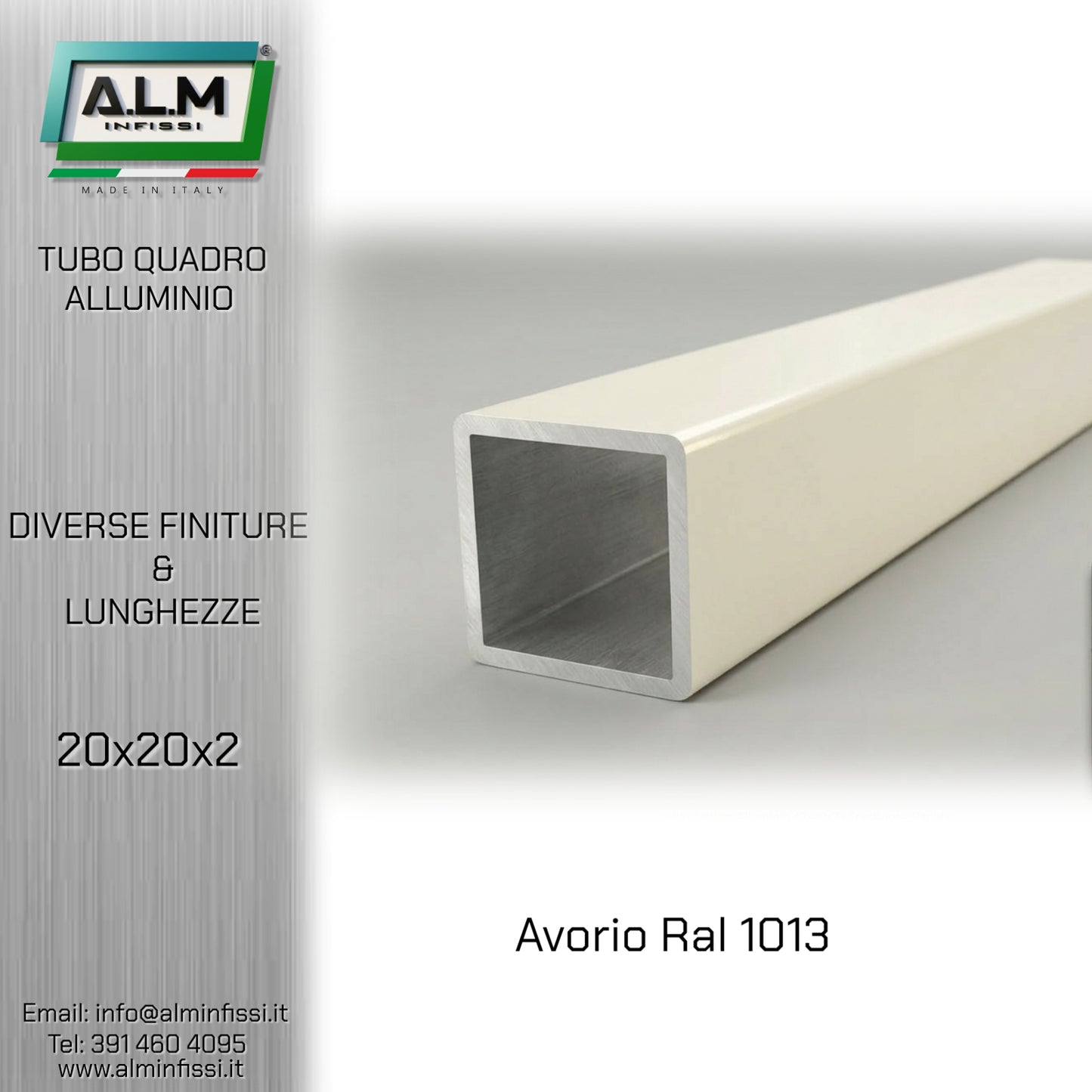 Tubo Quadro Alluminio 20x20x2 mm