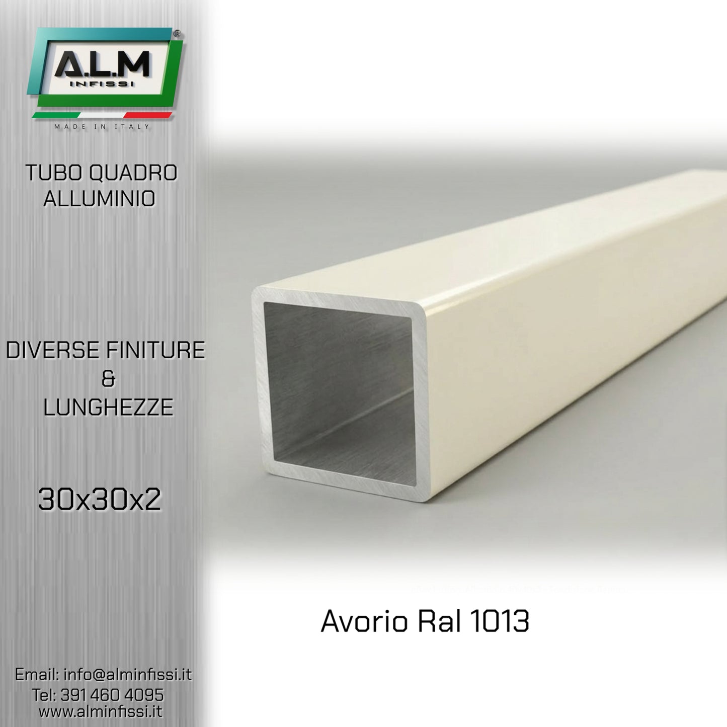 Tubo Quadro Alluminio 30x30x2 mm