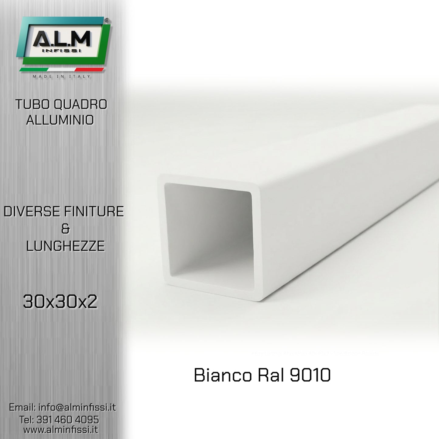Tubo Quadro Alluminio 30x30x2 mm