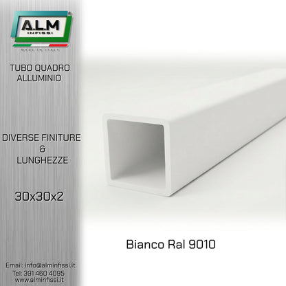 Tubo Quadro Alluminio 30x30x2 mm