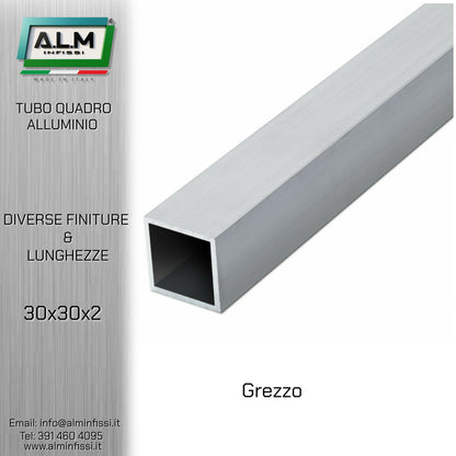 Tubo Quadro Alluminio 30x30x2 mm