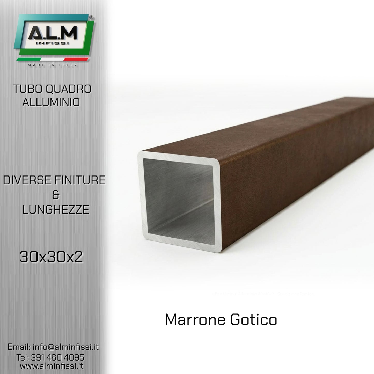 Tubo Quadro Alluminio 30x30x2 mm