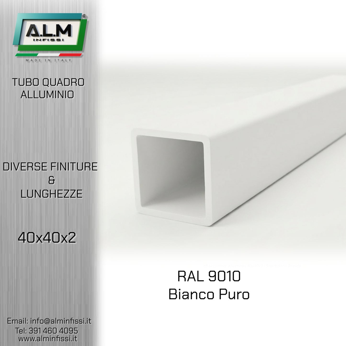 Tubo Quadro Alluminio 40x40x2 mm