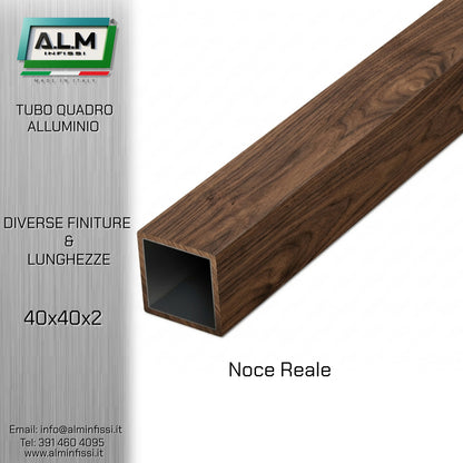 Tubo Quadro Alluminio 40x40x2 mm