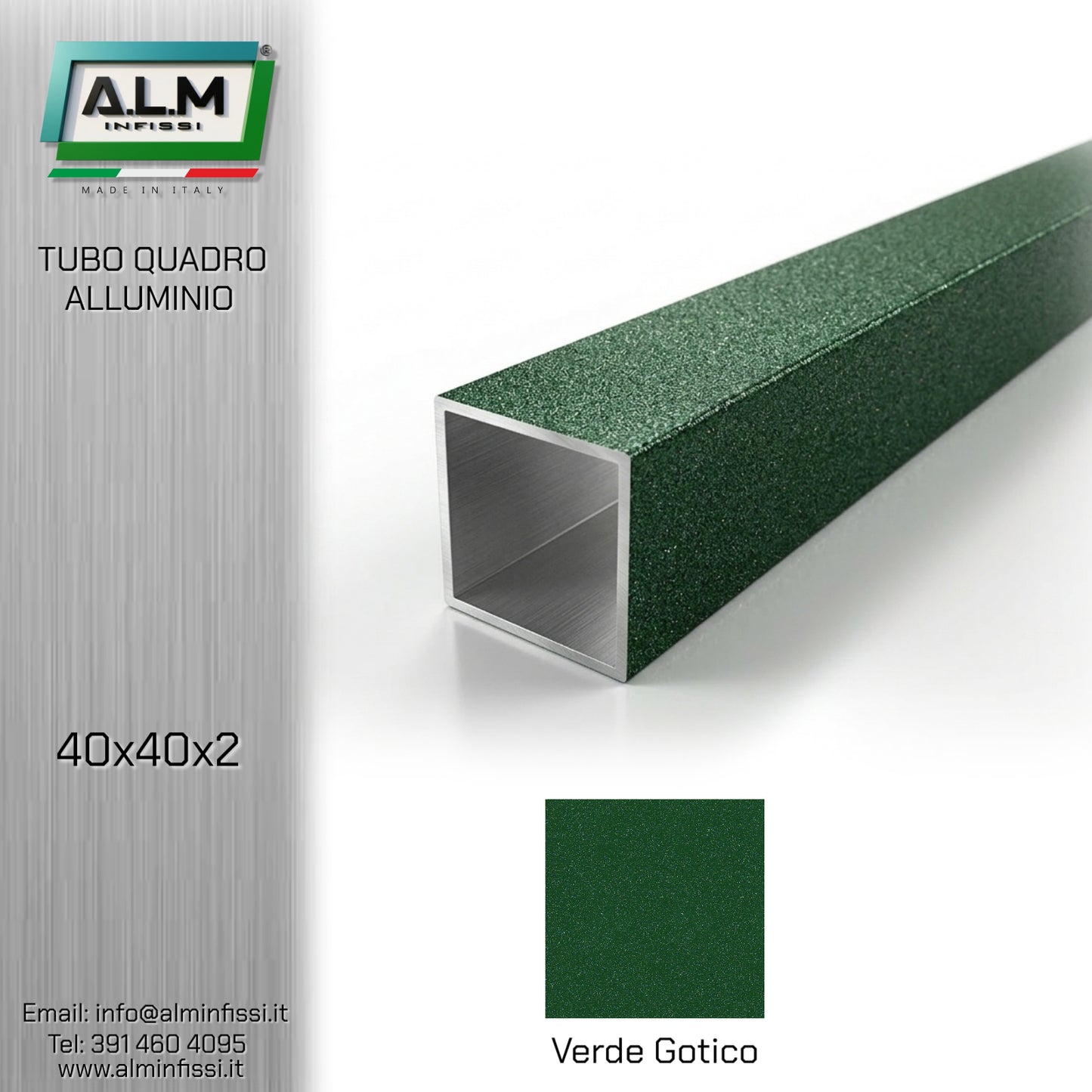 Tubo Quadro Alluminio 40x40x2 mm
