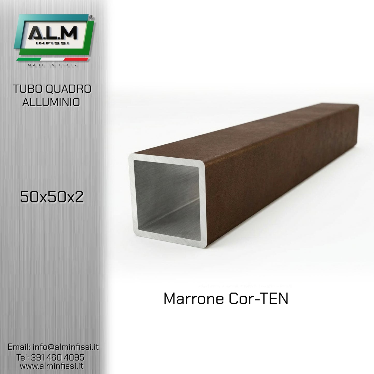 Tubo Quadro Alluminio 40x40x2 mm