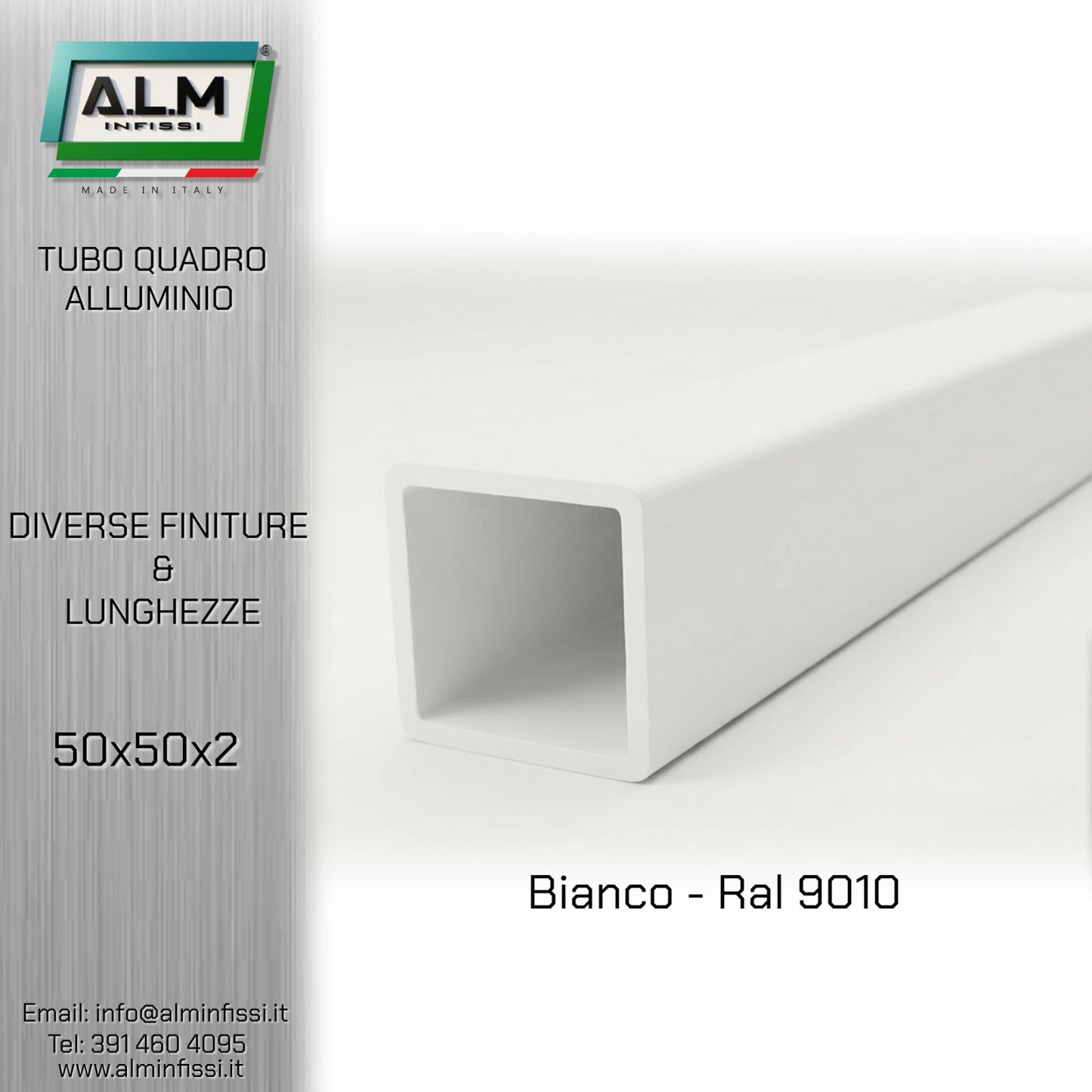 Tubo Quadro Alluminio 50x50x2 mm