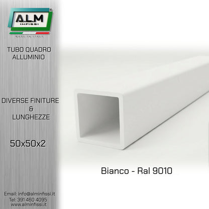 Tubo Quadro Alluminio 50x50x2 mm