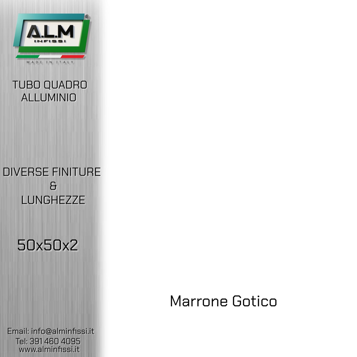 Tubo Quadro Alluminio 50x50x2 mm