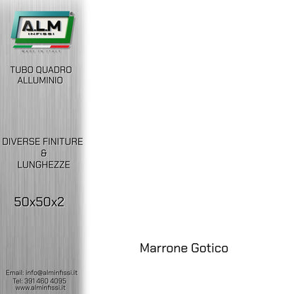 Tubo Quadro Alluminio 50x50x2 mm