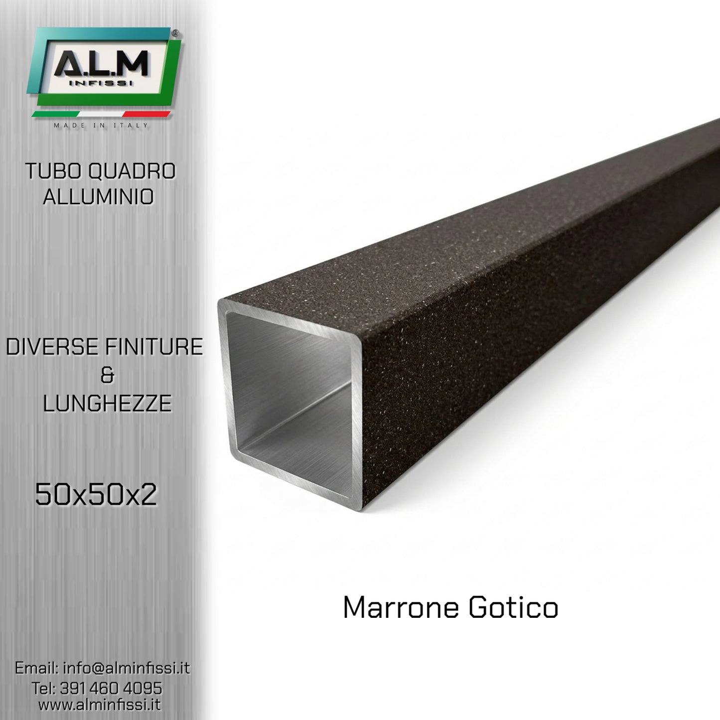 Tubo Quadro Alluminio 50x50x2 mm