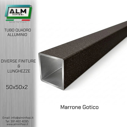 Tubo Quadro Alluminio 50x50x2 mm