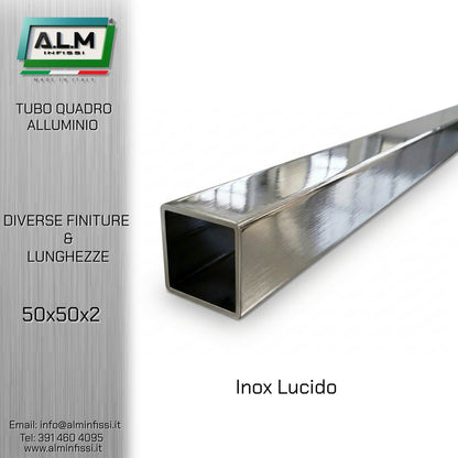 Tubo Quadro Alluminio 50x50x2 mm