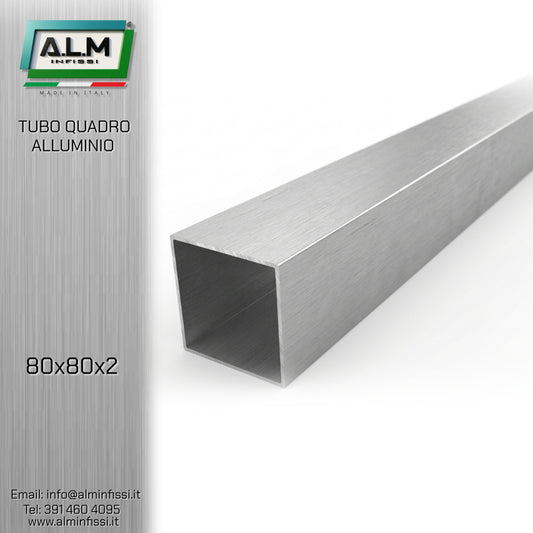 Tubo Quadro Alluminio 80x80x2 mm