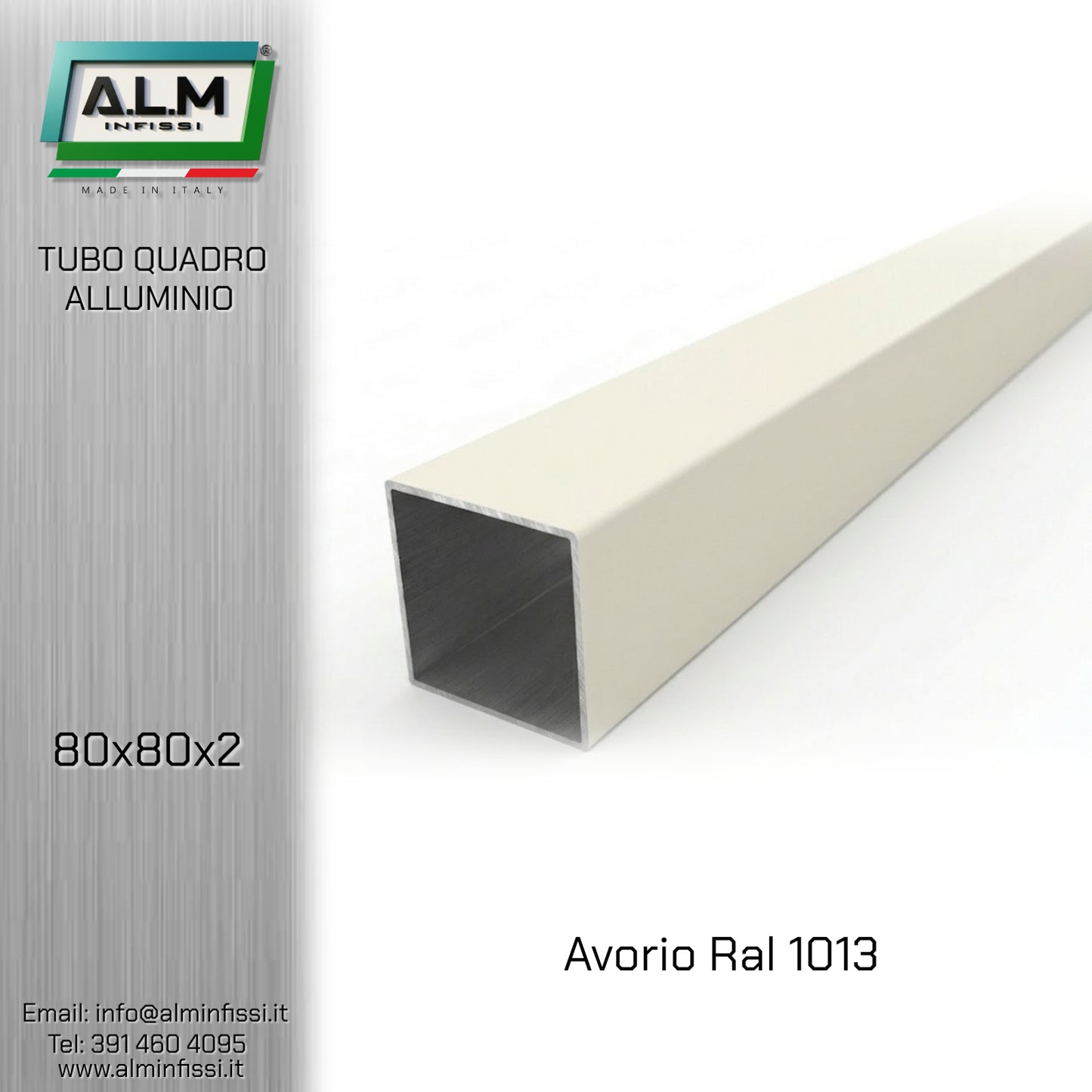 Tubo Quadro Alluminio 80x80x2 mm