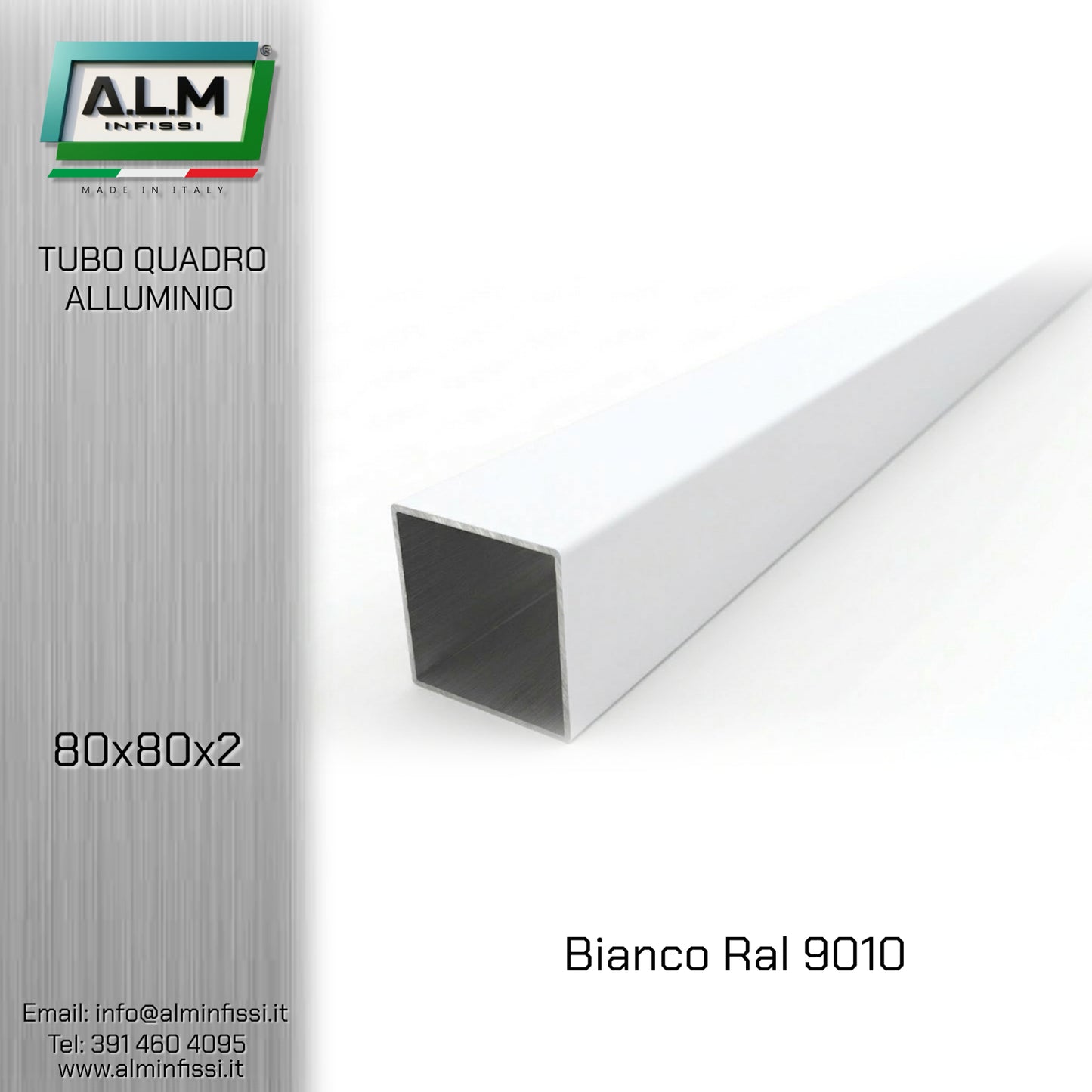 Tubo Quadro Alluminio 80x80x2 mm