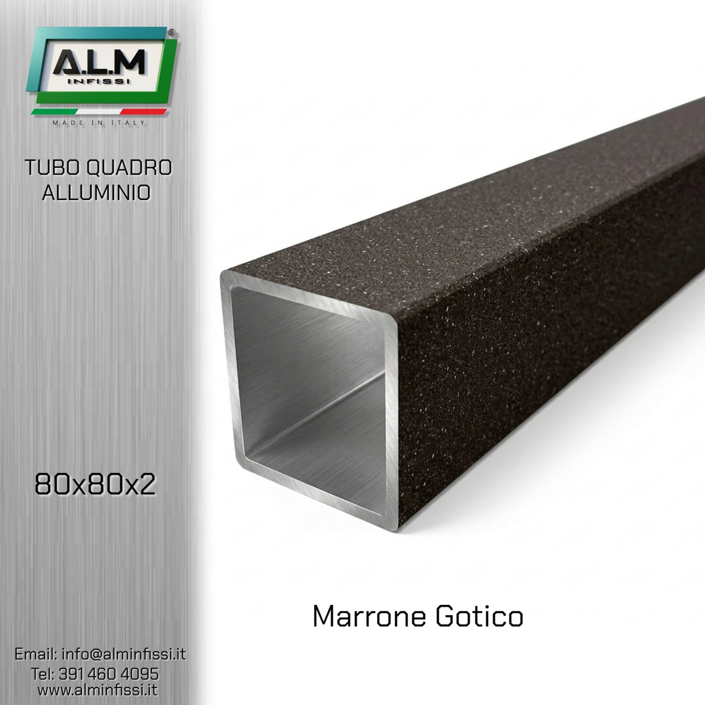Tubo Quadro Alluminio 80x80x2 mm