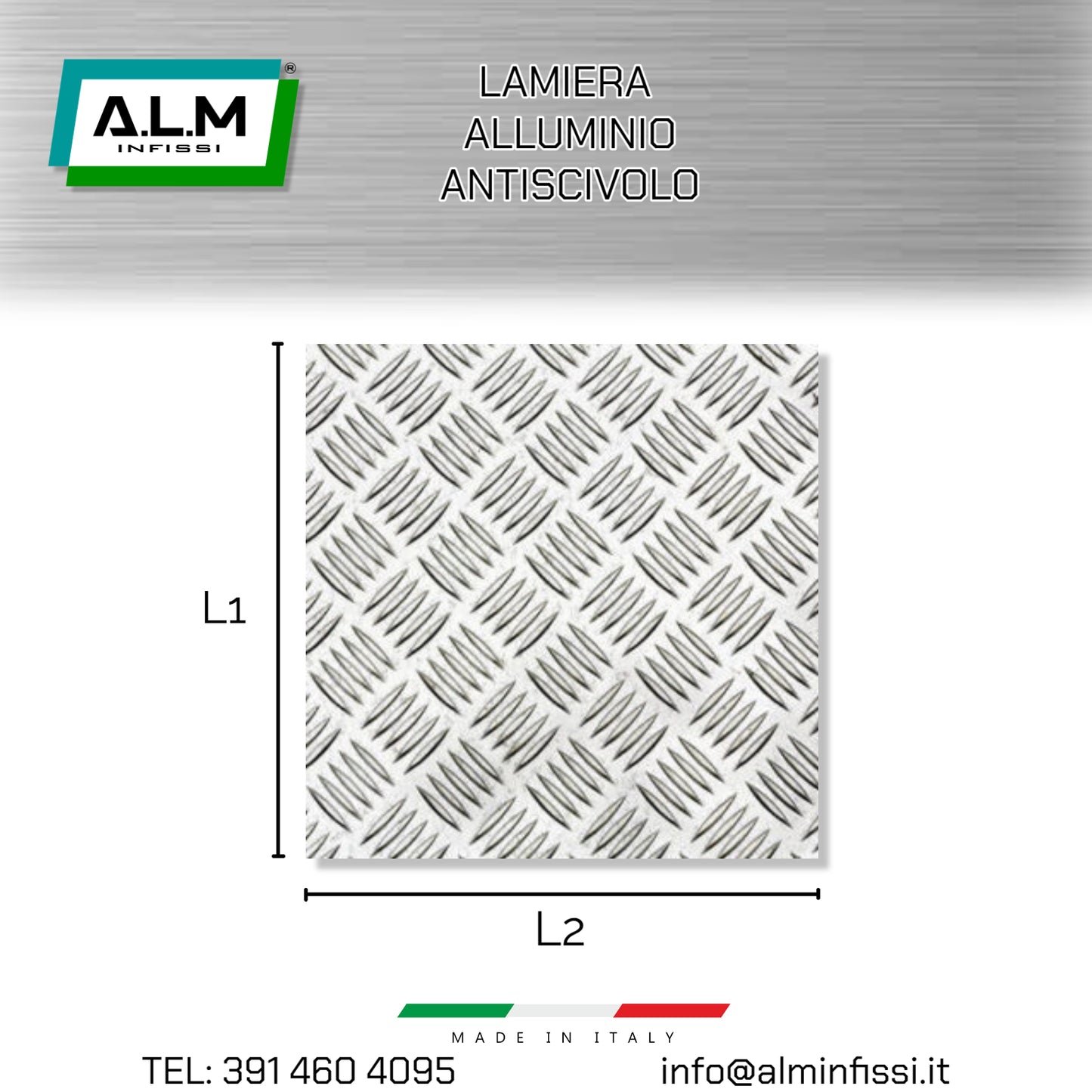 Lamiera Antiscivolo Striata in Alluminio