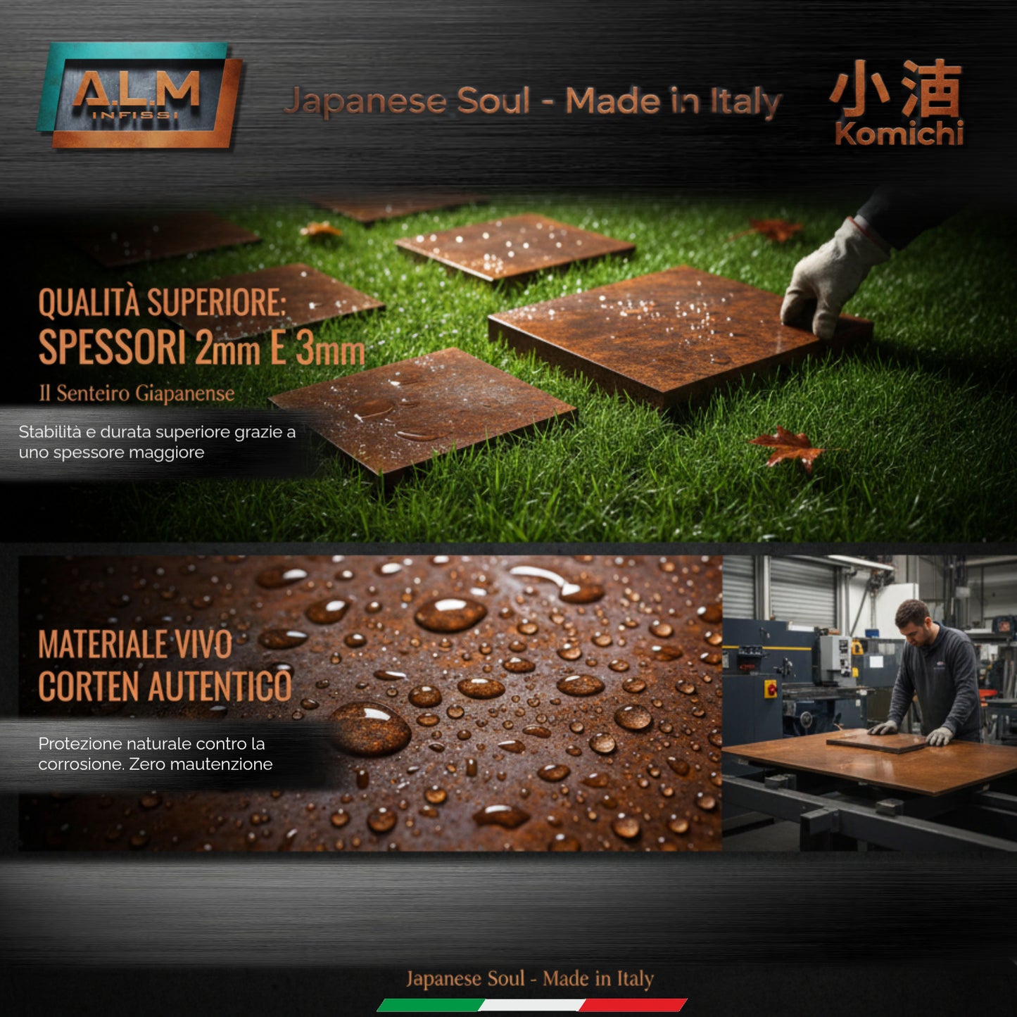 Camminamento sentiero Japanese Way - Lastre Corten KOMICHI