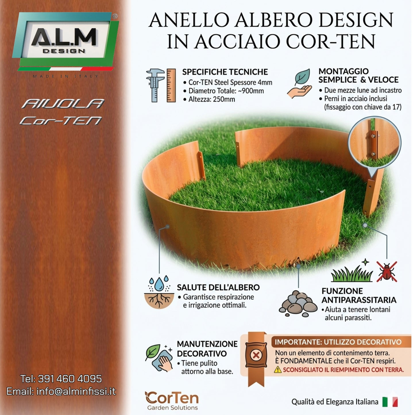 Anello XL in Cor-TEN per aiuole