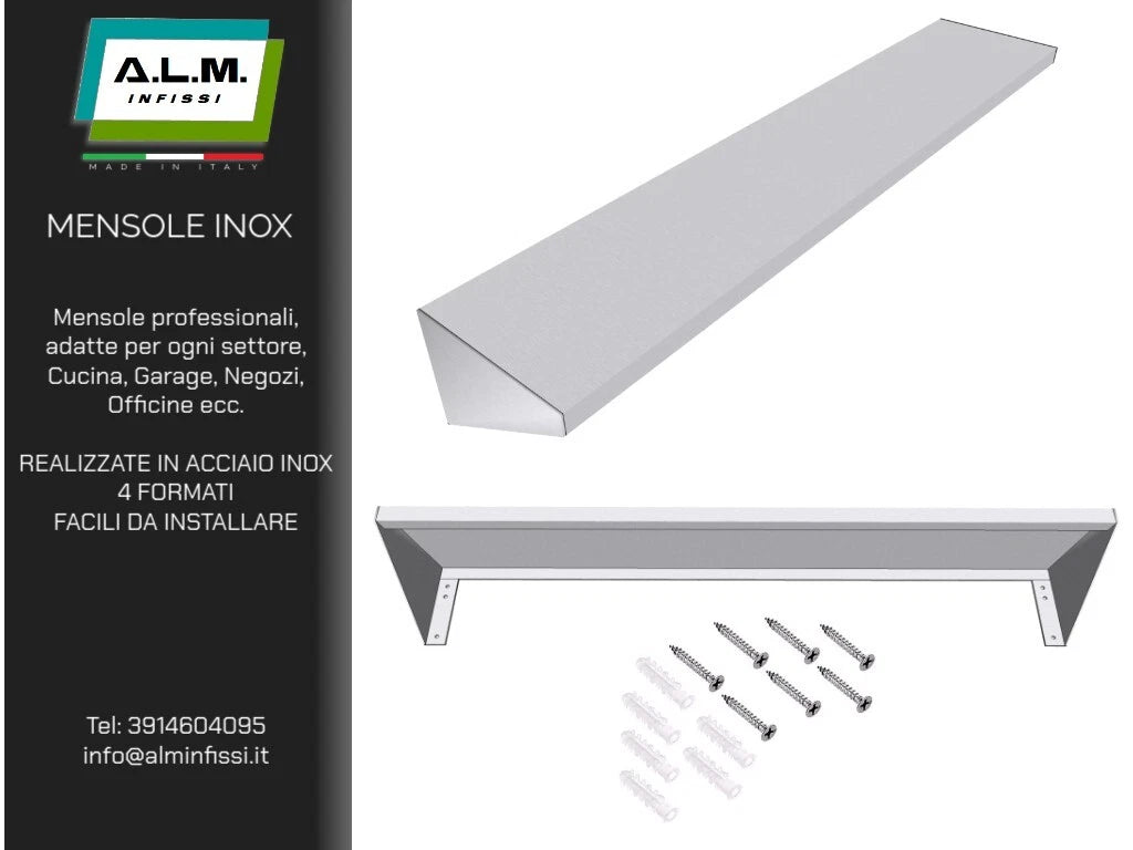 MENSOLA PROFESSIONALE IN ACCIAO INOX AISI 304