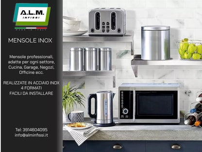 MENSOLA PROFESSIONALE IN ACCIAO INOX AISI 304