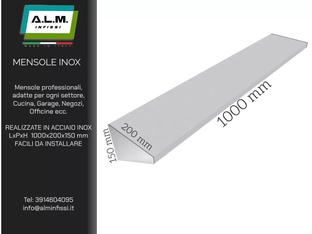 MENSOLA PROFESSIONALE IN ACCIAO INOX AISI 304